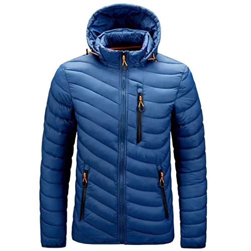 Men Winter Jackets with Hood Winter Warm Multi Pockets Zip Up Puffer Coat Lightweight Packable Down Jacket2