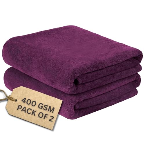 Image of CARZZO Microfiber Car Cleaning Cloth 400GSM - Pack of 2 (60x40cm) Super Absorbent Lint-Free Towels for Car Bike Cleaning