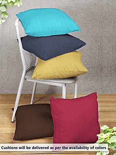 Image of Cloth Fusion Microfiber Satin Striped Cotton Cushion Filler Set of 5-16x16 Inches /Multicolor (Color as Per Availability)
