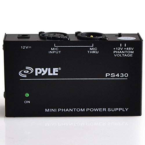 Pyle-Pro Universal Compact Phantom Power Supply - Selectable +12 / +48 Volt Regulated Single Channel Home Condenser Microphone Power Supply Box, Includes 12V Dc Adapter, Led Indicator - Pyle Ps430 #TOP1