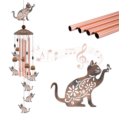 Cat Wind Chimes for Outside 35 Metal Cat WindChimes Gifts for Women/Men Decoration for Outdoor Home Garden Patio Backyard