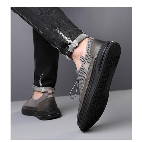 Mens Fashion Mesh Cutout Low Top Soft Sneakers Comfortable Slip On Lace Up Breathable Lightweight Non Slip Platform Casual Oxfords Business Dress Walking Driving Shoes2