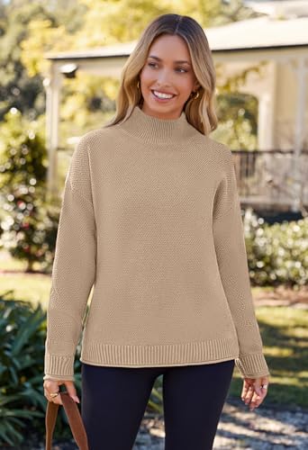 Image of MEROKEETY Women's Turtleneck Long Sleeve Sweater 2025 Fall Cozy Knit Loose Casual Trendy Pullover Tops Winter Clothes