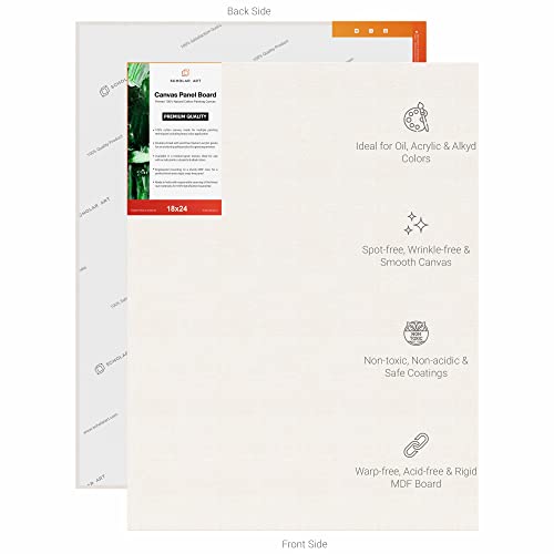 Image of Scholar Art Hobby Series 04 Oz (230 GSM) 100% Cotton Canvas Panel Board for Painting (White Blank Canvas Boards for Acrylic Paint, Oil Paint, Wet & Dry Media) | 18 inchx24 inch (45x60 cm), Pack of 4