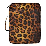 ALAZA Gold Brown Leopard Cheetah Print 3 Ring Binder Bag with 7-Pocket Accordion File Organizer, Letter Size, Expandable Filing Folder Portfolio & Case Ring Binders