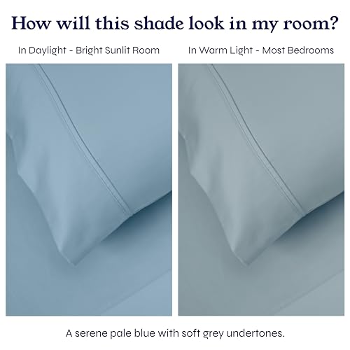 California Design Den Twin XL Deep Pocket Fitted Sheet, Soft 400 Thread Count 100% Cotton Sateen, No Pop-Off Elastic, Deep Pocket Cooling Sheets, Durable Fitted Sheet for Dorms (Sky Blue)
