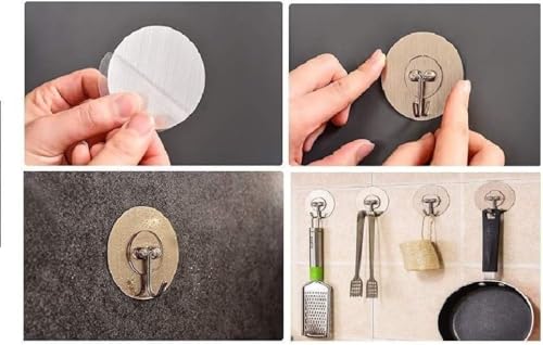 Image of Maxxic Labaratories (Pack of10) Self Adhesive Wall Hooks Heavy Duty for Hanging | Nail Free Sticky Hooks for Wall Heavy Items Without Drilling, Transparent Wall Hanger Hook (Round 10)