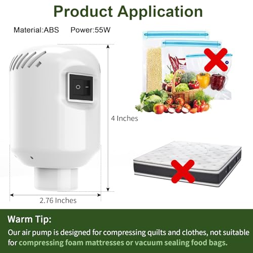 Image of LISACOOL Portable Vacuum Pump Electric Pump Storage Bags for Various Vacuum | 80%Space Saver,Travel Packing Essential&Luggage Space Saving,Seasonal Clothing & Bedding Storage,Dorm Organizing Fast