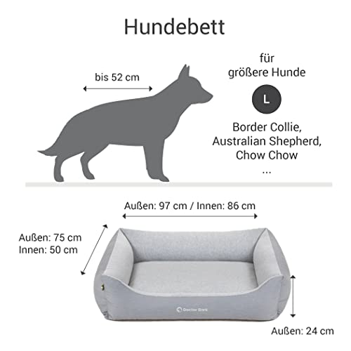 Doctor Bark Hundebett Mittelgroße Hunde - Hundekörbchen Flauschig und Weich - Waschbar, Strapazierfähig, Kuschelig - Made in Germany - GreenLabel (L - 97x75 cm, Hellgrau)