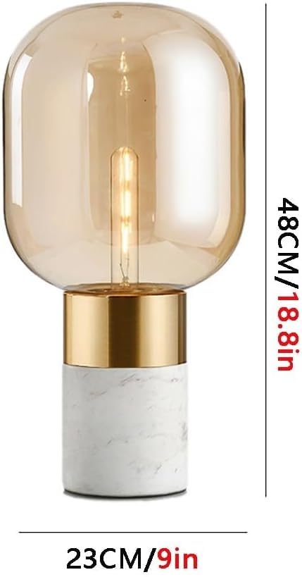 Piccola lampada da tavolo, Lampade da tavolo con filo in vetro ambrato, arte industriale Plug E27 portatile Vintage lettura luce ristorante