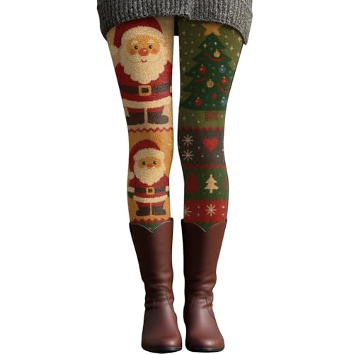 Leggings térmicos de Navidad para mujer, leggings térmicos de Navidad, con impresión 3D, leggins de invierno, renos navideños, leggings deportivos cálidos de invierno, elásticos, térmicos, amarillo, M