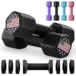 Adjustable Dumbbell Set of 2, 4 in 1 Hand Weights for Women at Home, 5 lb Weights Dumbbells set of 2, Each 2lb 3lb 4lb 5lb with TPU Soft Rubber Handle for Home Gym Exercise Training