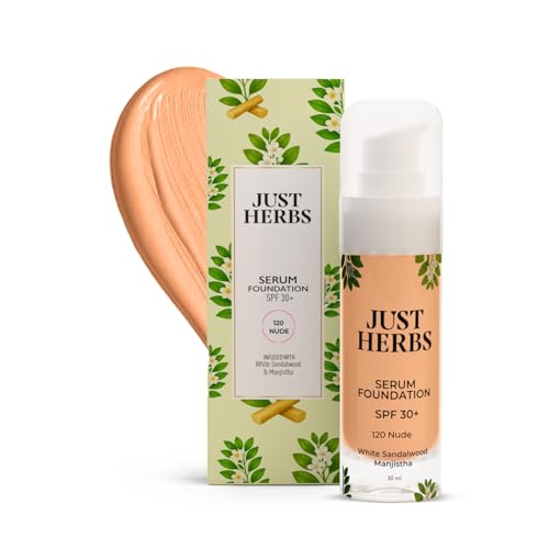 Image of Just Herbs Serum Foundation SPF 30+ | Buildable Coverage & Natural Finish | No Parabens, No Mineral Oil | For Indian Skin Tones | Lightweight & Hydrating | 30 ML (NUDE)