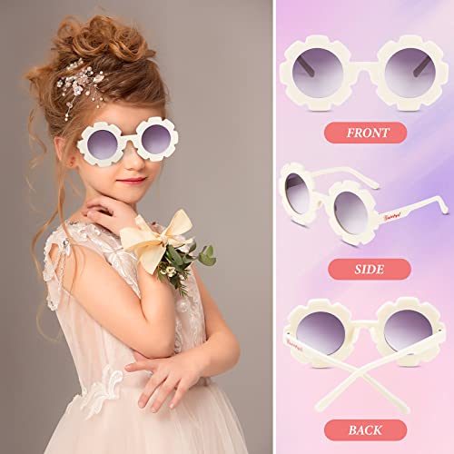 Xuhal 4 Pcs Flower Girl Sunglasses Kids Round floral Sunglasses Cute Glasses Flower Girl Gift Boys Girls Age 3-14 for Wedding Beach Outdoor3