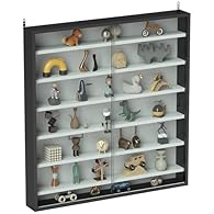 Six adjustable shelves: With eleven different positions to set in this glass cabinet, set up how you want, to fit in differently-sized items. Glass doors: Both move to the side, allowing easy access inside, whilst keeping everything protected. Smooth...