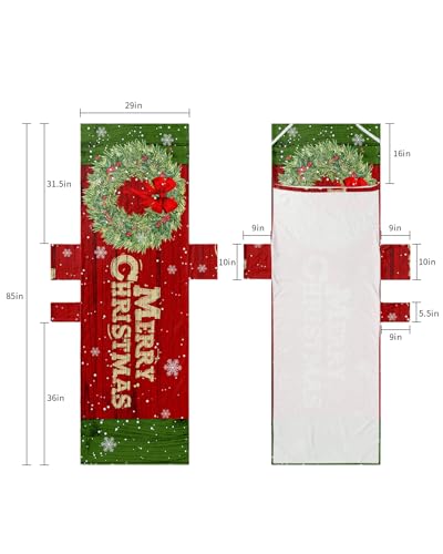 Christmas Beach Lounge Chair Towel Cover, Soft Chaise Lounge Towel with Side Pockets Patio Pool Chairs Cover for Beach/Pool Sunbathing 29x85 Xmas Pine Needle Berry Wreath Red Green Wooden