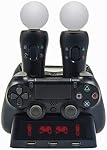 Chargeur de manette PS4, station de charge pour PS VR Move Motion et manette, station de charge rapide USB double & indicateur intelligent pour manette PS4 par CLING