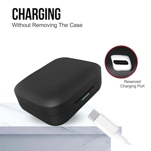 Image of Soft Silicone Case Cover Compatible for Realme Buds Air 7 | 7 Pro (Lanyard, Black)