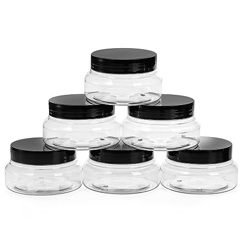Yarlung 24 Pack 5 Oz Plastic Jars with Lids, Clear Body Scrub Jars Empty Refillable Containers Round Low Profile Samples Jars for Lotion, Body Butter, Sugar Scrub, Cream3