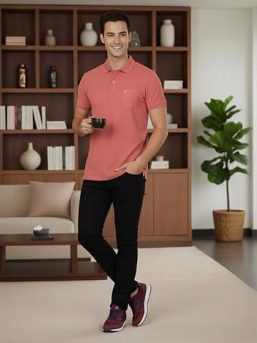 Image of Lux Cozi Men's Cotton Blend Polo T-Shirt with Chest Pocket | Collar T-Shirts for Men | Half Sleeves | Plain - Regular Fit (Pack of 2)