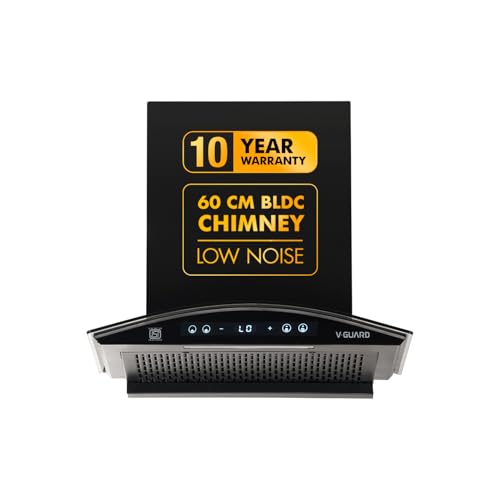 V-Guard 60 cm Curve BLDC Filterless Chimney with 1500 m³/h Suction | Low Noise Operation with Heat Auto Clean | 10 Year Motor Coverage | Touch Panel with Gesture Control | V-Guard BX 60 view 1