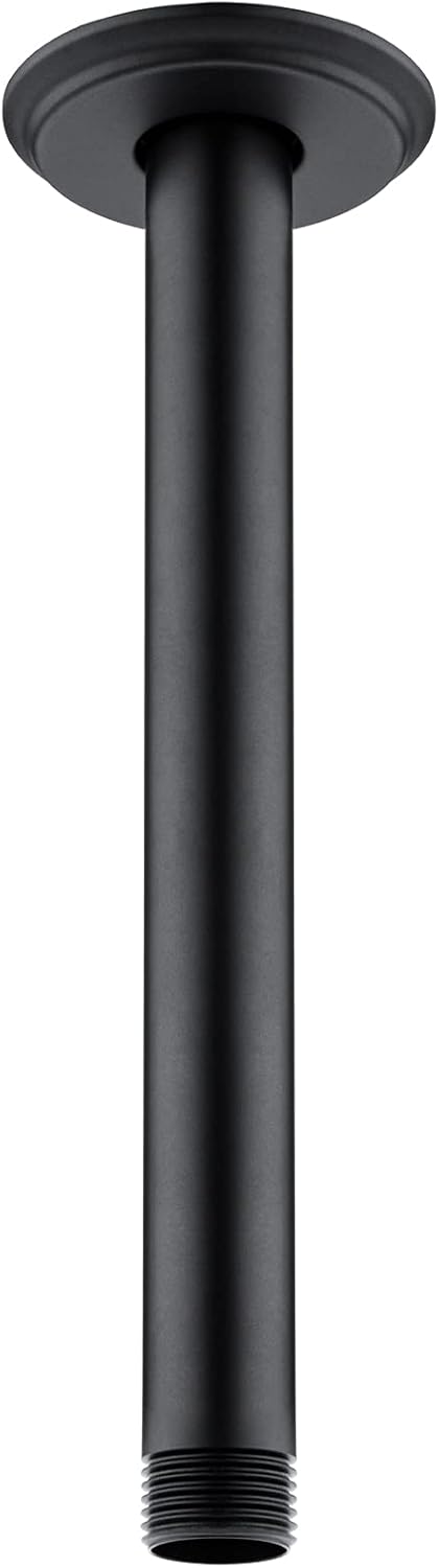 8 Inch Shower Arm and Flange Matte Black, Ceiling Mounted Shower Arm for Rain Shower Head