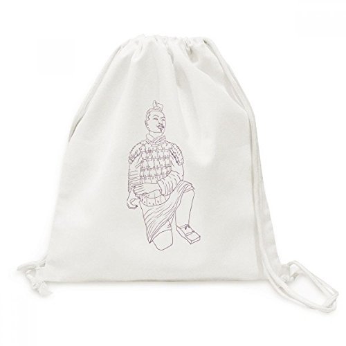 Chine Guerrier Terre Cuite sac toile cordon Drawstring Backpack léger pour voyage et sport