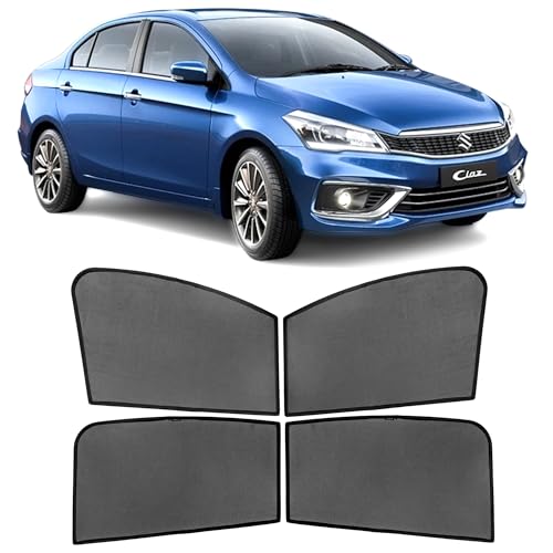 Image of AutoStory Custom Fit Black Mesh Car Sunshade for Maruti Ciaz 2014-2025 | UV & Heat Protection Car Window Curtains | Privacy Car Sun Shade | Breathable Vehicle Specific Side Window Shades