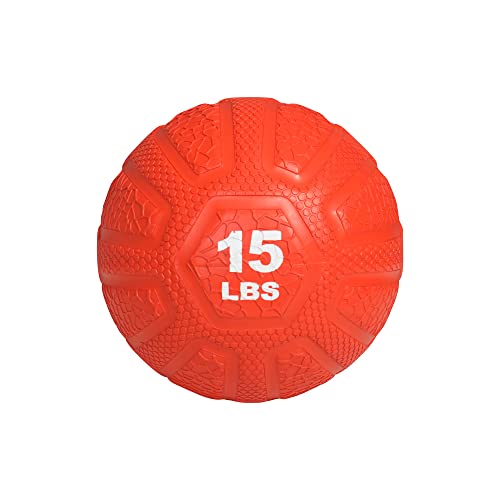 PRISP Weighted Rubber Medicine Ball - Weight Ball for Strength Exercises and Fitness Workouts, 15 lbs