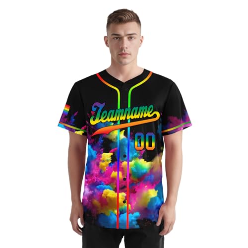 Custom LGBT Pride Baseball Jersey for Men Women Youth, Stitched/Printed Name Number Pride Shirt Rainbow Jersey miniatura 2