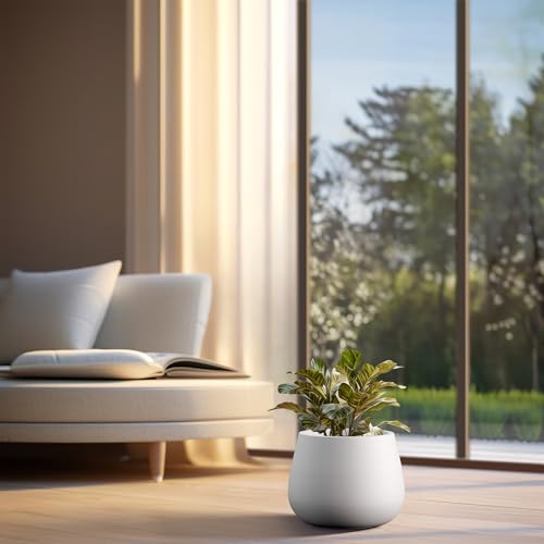 Kante Curva Series Planter, 10.2 Inch Round Concrete Flower Pot with Draiange Hole and Rubber Plug, Suitable for Indoor Plants, Home, Garden, Patio, White by Kante - Image 3