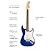 Fender Squier Sonic Stratocaster - Sapphire Blue Transparent Bundle with Frontman 10g Amplifier, Gig Bag, Instrument Cable, Strap, Tuner, Picks, and Austin Bazaar Instructional DVD