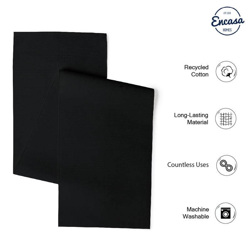 Encasa XO Dining Table Runner 32x250 cm, Solid Black - Image 2
