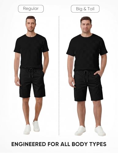 Image of JMIERR Mens T-Shirt Casual Stretch Solid Crewneck Short Sleeve Tees Textured Shirts