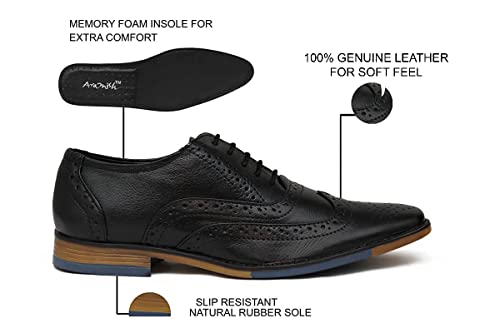 Image of ARAMISH Men Genuine Leather Formal Brogue Shoe