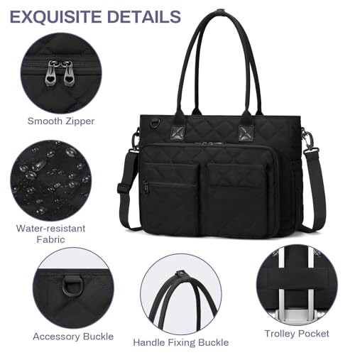 Image of Teacher Tote Bag for Women, Large Teacher Work Bag with Accordion File Organizer Pocket, 15.6 inch Laptop Briefcase