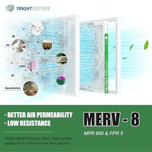 Image of TRIGHTFILTERS 14x14x1 Air Filter 4 Pack, MERV 8 Pleated Dust Defense Air Filters Replacement Air Conditioner HVAC AC Furnace Filter, Durable and Lightweight