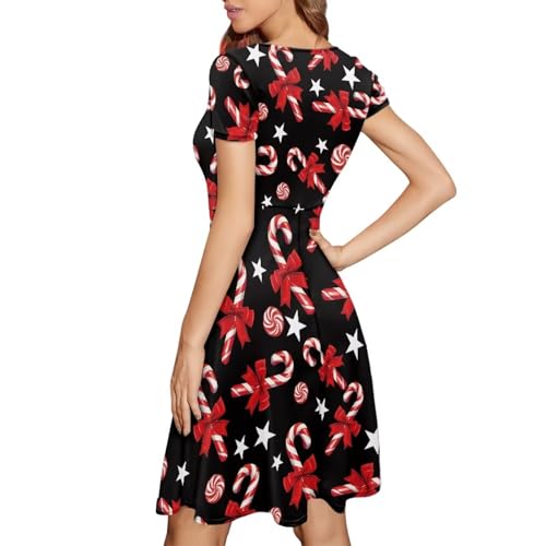 Image of AFPANQZ Womens Casual Summer Lightweight Vintage Dress Short Sleeve Midi Dress Knee-Long Luxury Formal Dress