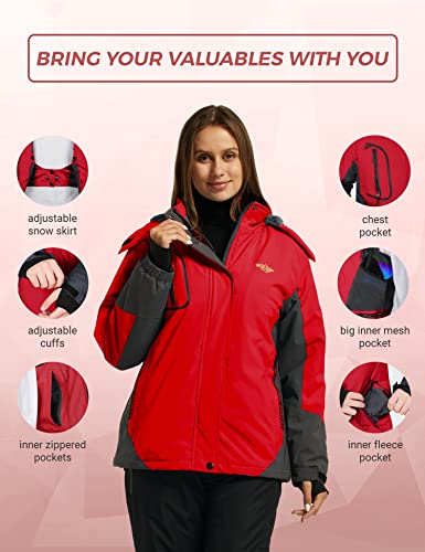 Wantdo Women's Waterproof Mountain Jacket Fleece Ski Jacket Us Xl Red X-Large #TOP5