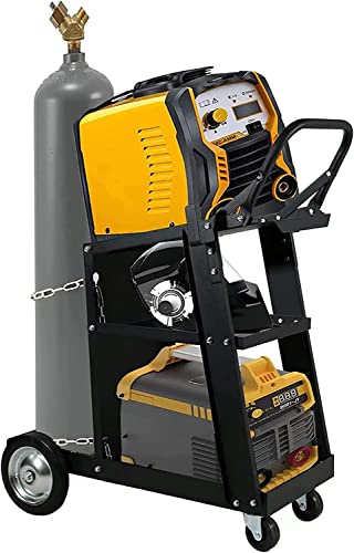 Image of 3-Tier Welding Cart with Swivel Wheels, MIG TIG Plasma Cutter Welder Cart | Universal Tilt-Table Heavy Duty Steel Storage for TIG, ARC, MMA Welding Machine with 360 Swivel Wheels