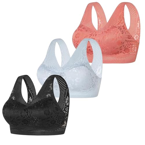 Sujetador de encaje floral para mujer, sin varillas, paquete múltiple, camiseta sin mangas, cobertura completa, brasier de yoga, brasier diario, brasier cómodo de alto apoyo, sostén deportivo elástico