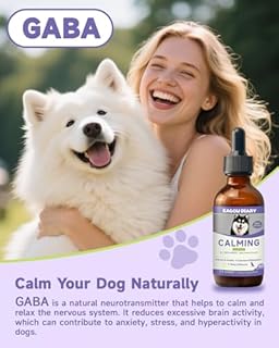 Calmante per Cani, Gocce Calmanti per Cani durante Separazione, Fuochi d'Artificio, Temporali, Abbaio, Aiuto per il Sonno, Sollievo dall'Ansia per Cane Contiene L-Tryptophan, Camomilla, Vitamine, 60ml