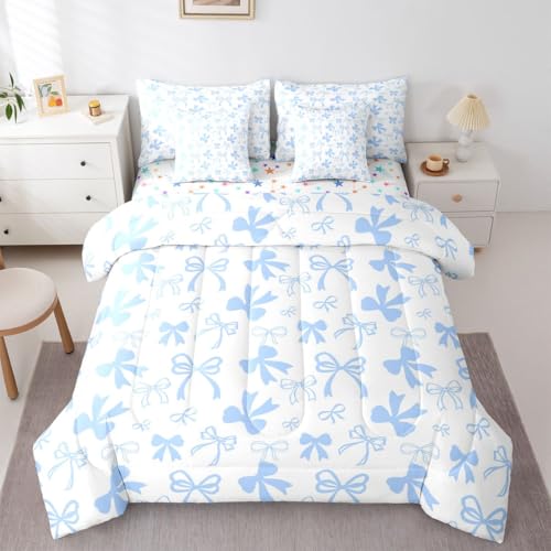 Erosebridal Cute Blue Bow Bedding Set Twin Dreamy Princess Style