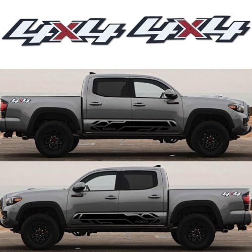 Image of Set of 2pcs Stylish 4X4 Car Decal Stickers with Squeegee, Compatible with Tacoma Tundra Ram Silverado Trucks, Pickups, SUVs, and Sedans, Universal Fit Auto Decoration Accessories