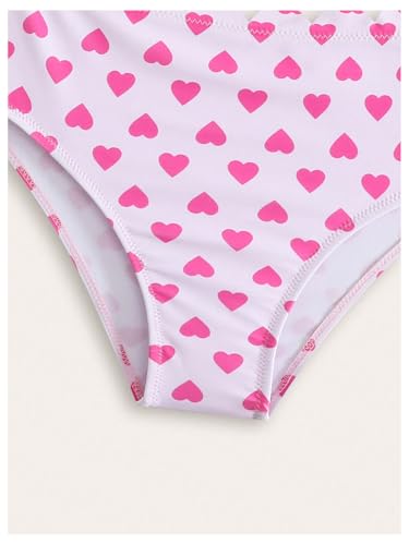 MakeMeChic Girl's 2 Piece Bikini Set Heart Print Scoop Neck Scallop Trim Bathing Suit Swimsuits4