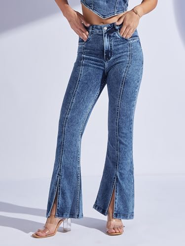 Image of Miss Chase Women's Wide-Leg High-Rise Regular-Length Stretchable Shaping Denim Jeans