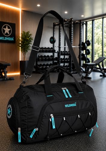 Image of 50L Gym Duffel Bag | Large Travel Sports Bag for Men & Women (Black & Blue)