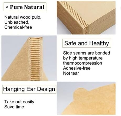 Miniatura 7 de Filtros de café de papel V60 de un solo uso para verter sobre cono, tamaño 02, natural, 100 unidades