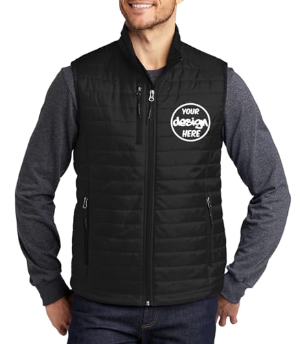 INK STITCH Men J851 Custom Personalized Embroidery Logo Texts Puffer Packable Winter Vests