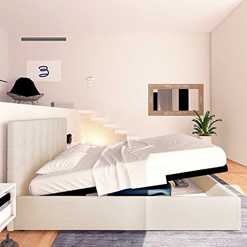 Baldiflex Einzelbett mit Aufbewahrungsbox Dublin aus Kunstleder, Lattenrost für Einzelbetten 180 x 190 cm, elegantes Kopfteil, Weiß – Bild 5